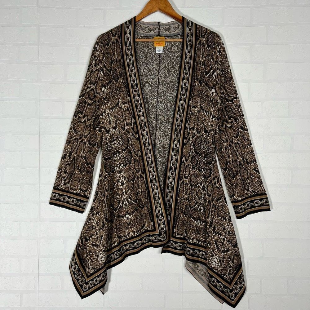 Ruby Rd Open Front Cardigan Women’s Size XL Petite Snake Print